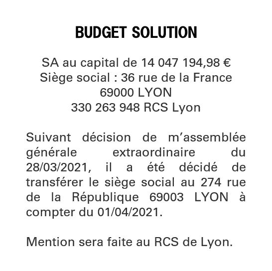 Exemple annonce légale Transfert de siège même département
